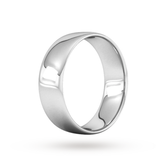 Goldsmiths 7mm Slight Court Standard  Wedding Ring In 9 Carat White Gold