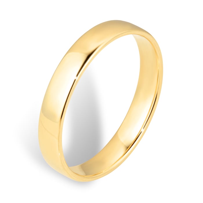 Goldsmiths 4mm Slight Court Standard  Wedding Ring In 9 Carat Yellow Gold