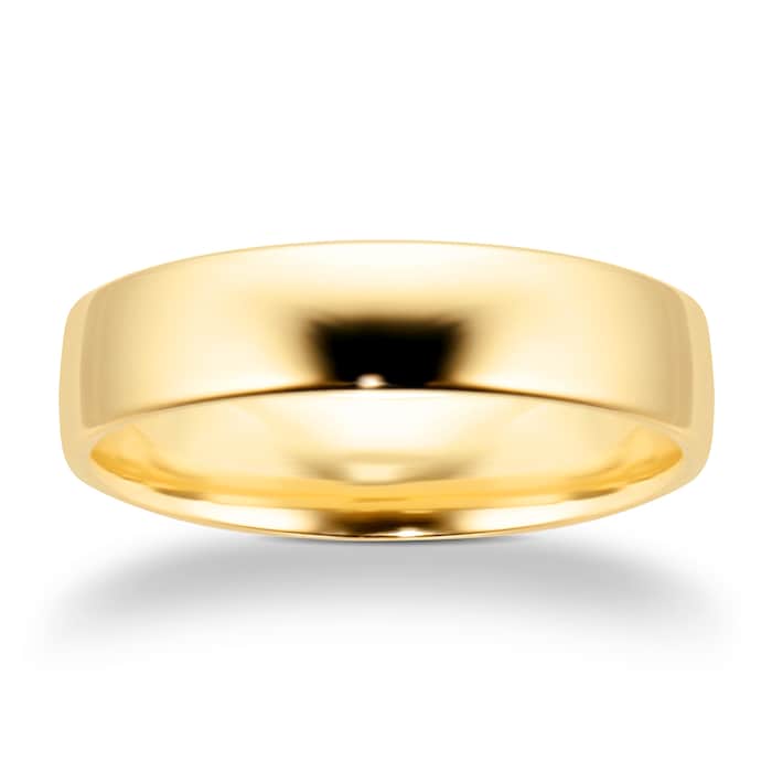 Goldsmiths 5mm Slight Court Standard  Wedding Ring In 9 Carat Yellow Gold