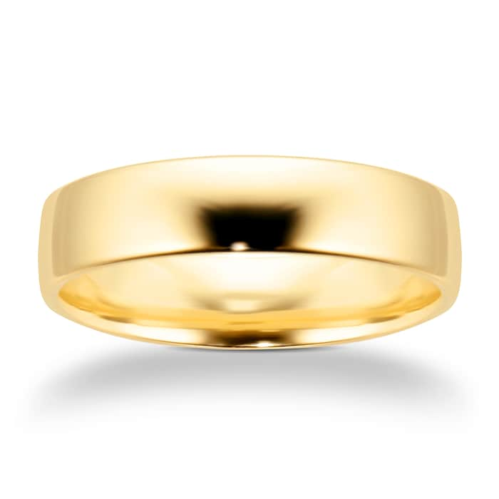 Goldsmiths 5mm Slight Court Standard  Wedding Ring In 9 Carat Yellow Gold - Ring Size P