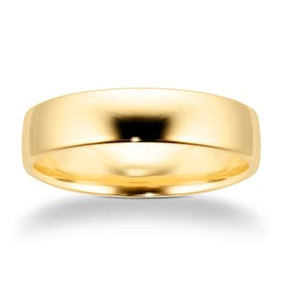Goldsmiths 5mm Slight Court Standard  Wedding Ring In 9 Carat Yellow Gold