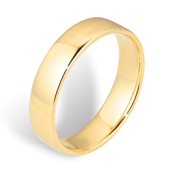 Goldsmiths 5mm Slight Court Standard  Wedding Ring In 9 Carat Yellow Gold