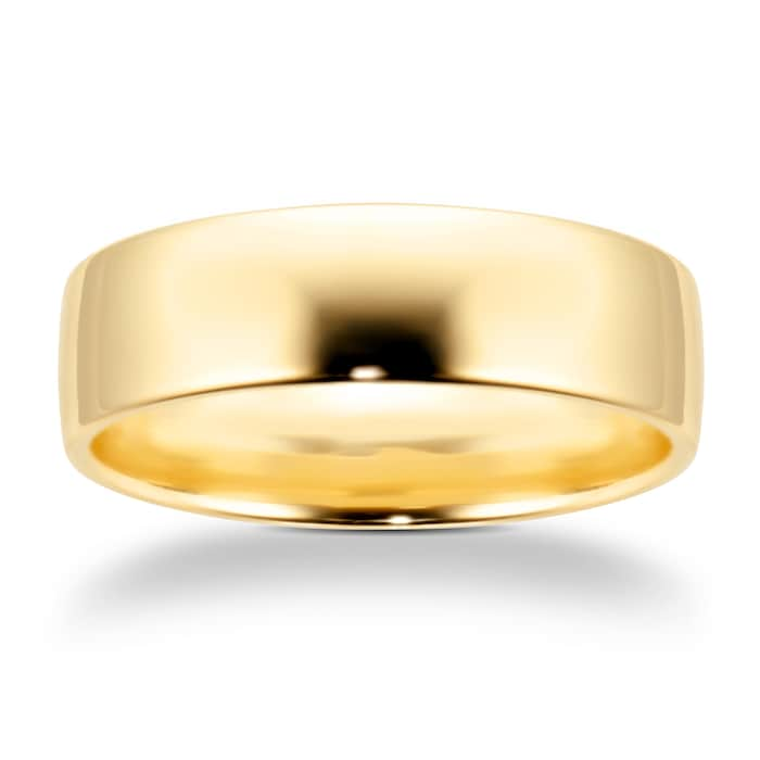 Goldsmiths 6mm Slight Court Standard  Wedding Ring In 9 Carat Yellow Gold - Ring Size P