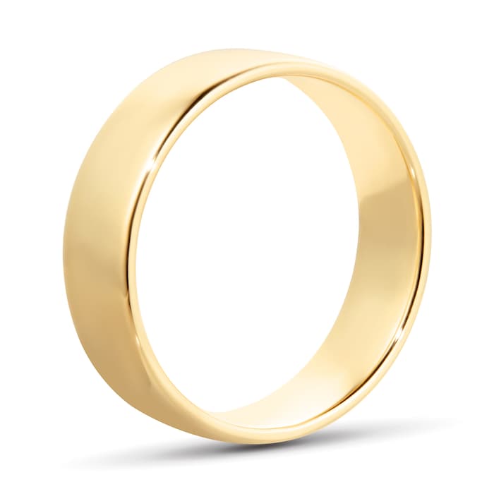 Goldsmiths 6mm Slight Court Standard  Wedding Ring In 9 Carat Yellow Gold