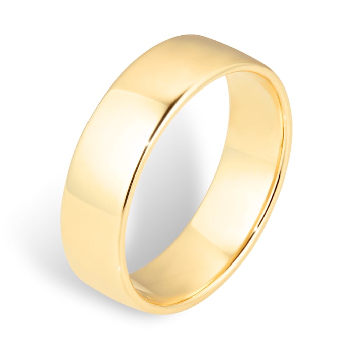 Goldsmiths 6mm Slight Court Standard  Wedding Ring In 9 Carat Yellow Gold