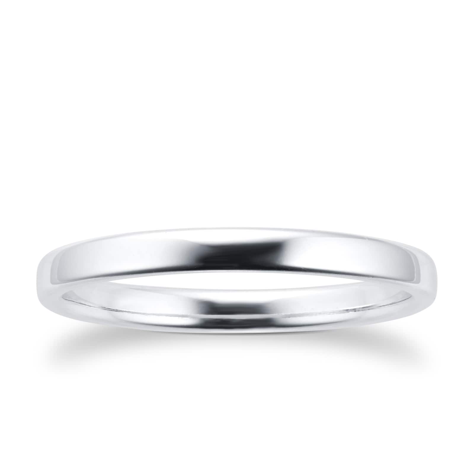 Goldsmiths 2mm Slight Court Standard  Wedding Ring In 18 Carat White Gold