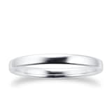 Goldsmiths 2mm Slight Court Standard  Wedding Ring In 18 Carat White Gold - Ring Size J