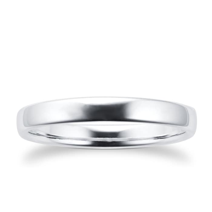 Goldsmiths 2.5mm Slight Court Standard  Wedding Ring In 18 Carat White Gold