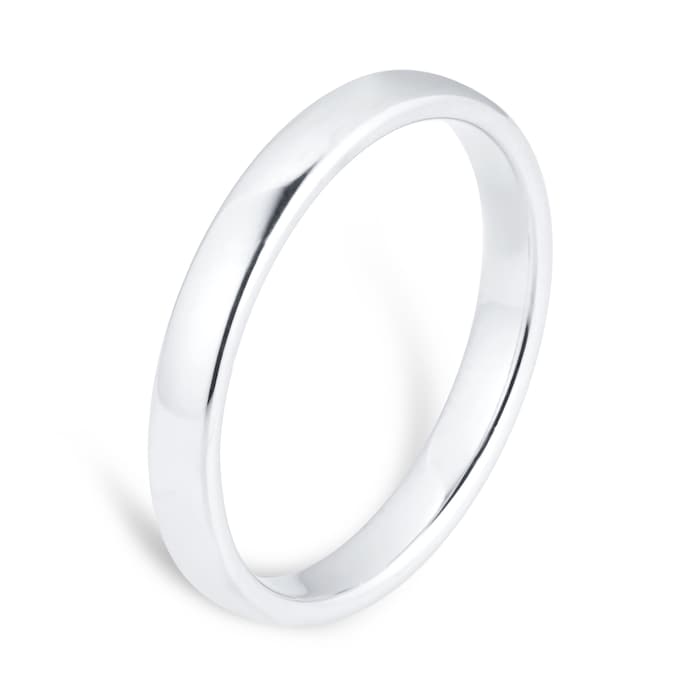 Goldsmiths 2.5mm Slight Court Standard  Wedding Ring In 18 Carat White Gold
