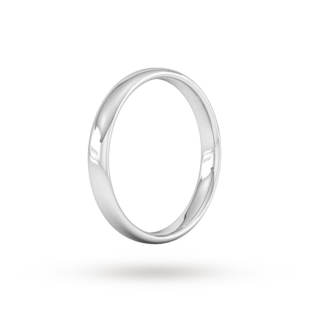 Goldsmiths 3mm Slight Court Standard  Wedding Ring In 18 Carat White Gold
