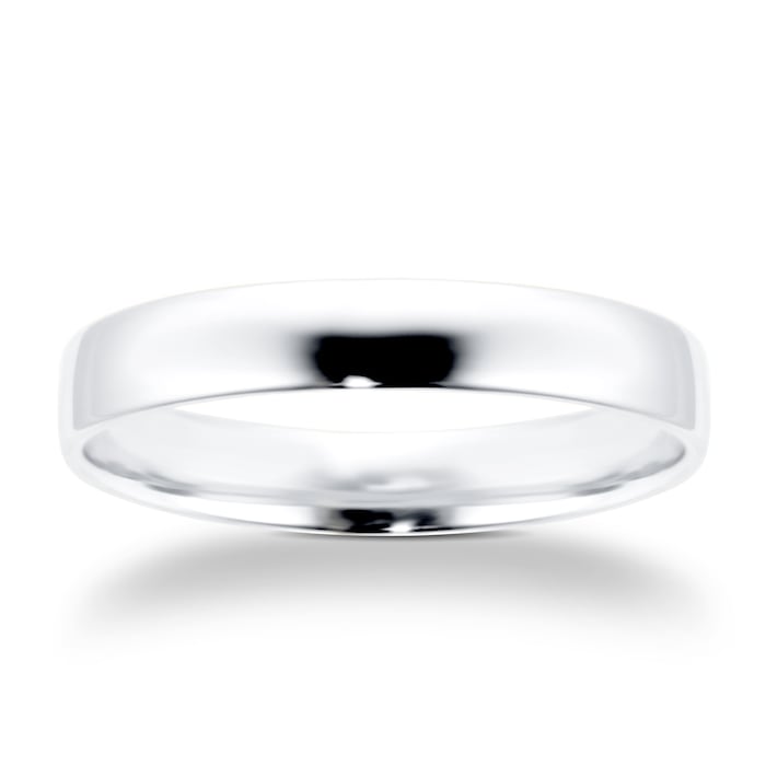 Goldsmiths 4mm Slight Court Standard  Wedding Ring In 18 Carat White Gold