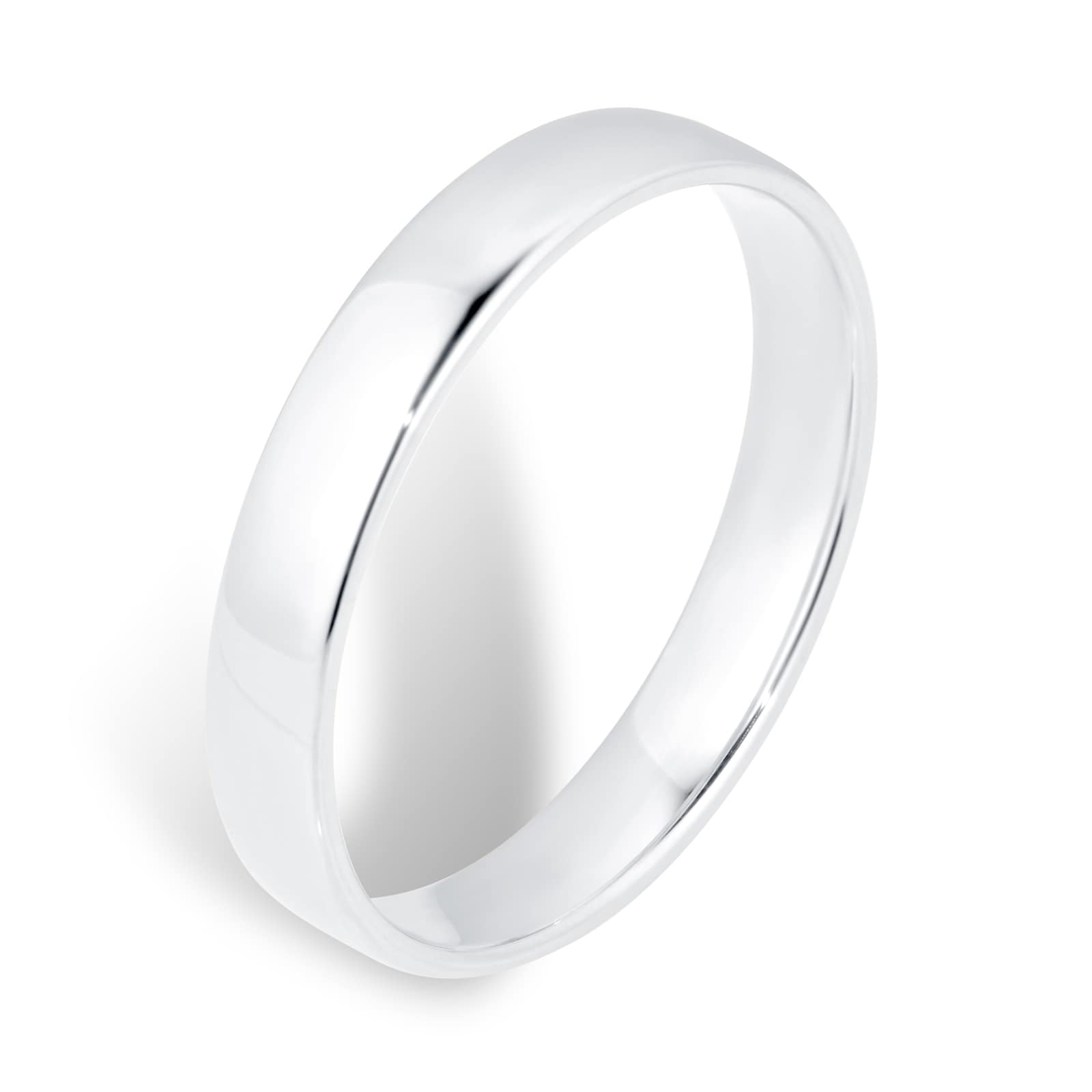 Goldsmiths 4mm Slight Court Standard Wedding Ring In 18 Carat White Gold - Ring Size L Goldsmiths 4mm Slight Court Standard Wedding Ring In 18 Carat White Gold - Ring Size L