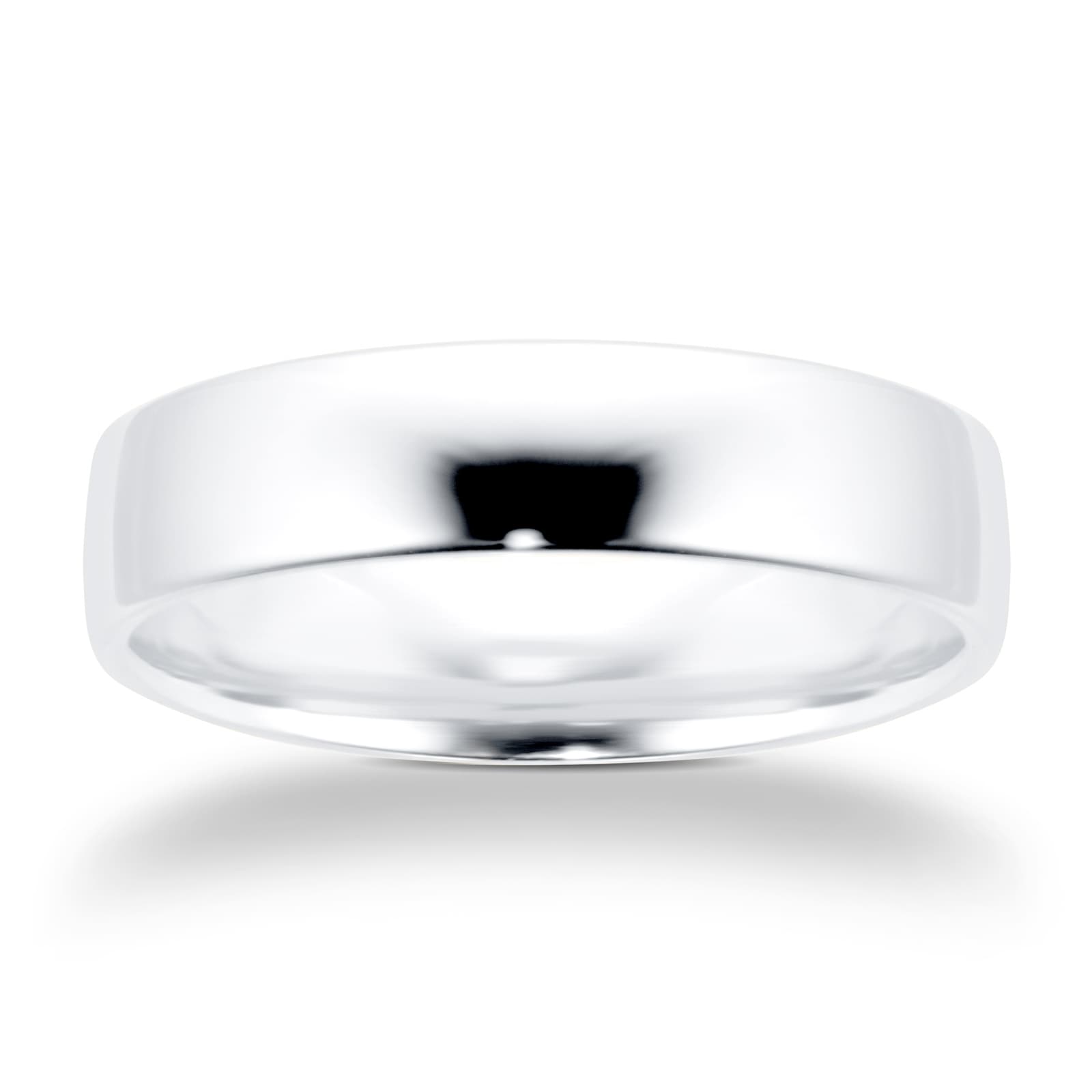 Goldsmiths 5mm Slight Court Standard  Wedding Ring In 18 Carat White Gold
