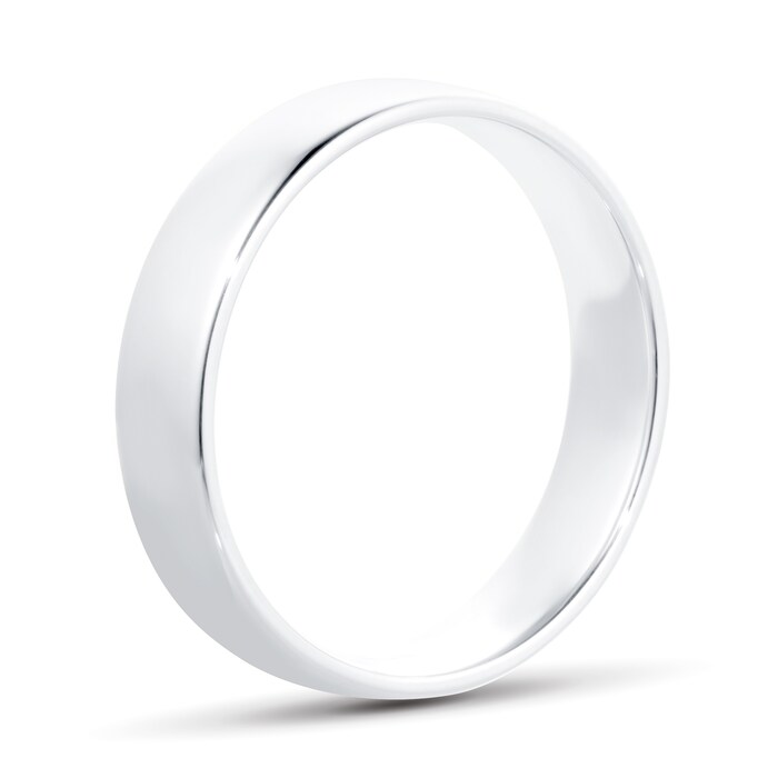 Goldsmiths 5mm Slight Court Standard  Wedding Ring In 18 Carat White Gold