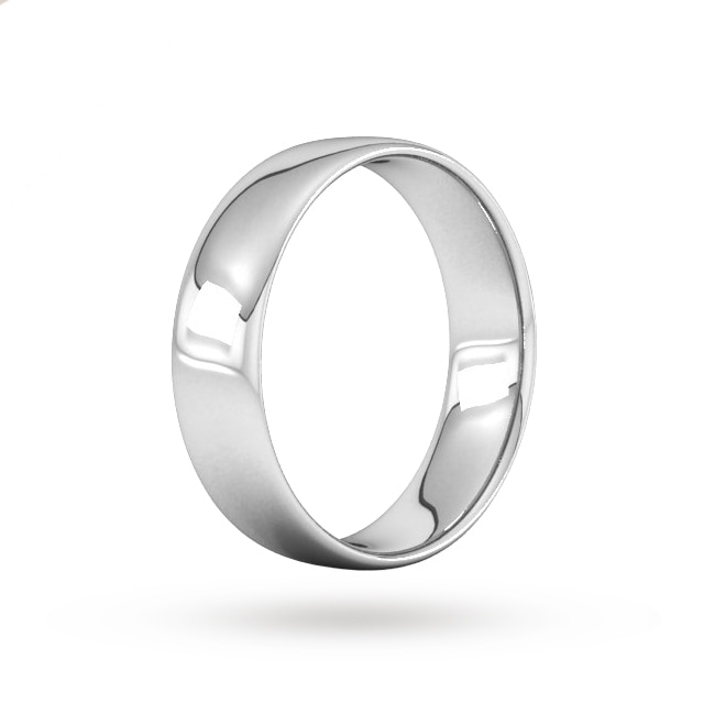 Goldsmiths 6mm Slight Court Standard  Wedding Ring In 18 Carat White Gold - Ring Size O