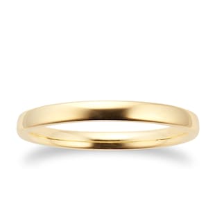 Goldsmiths 2mm Slight Court Standard  Wedding Ring In 18 Carat Yellow Gold