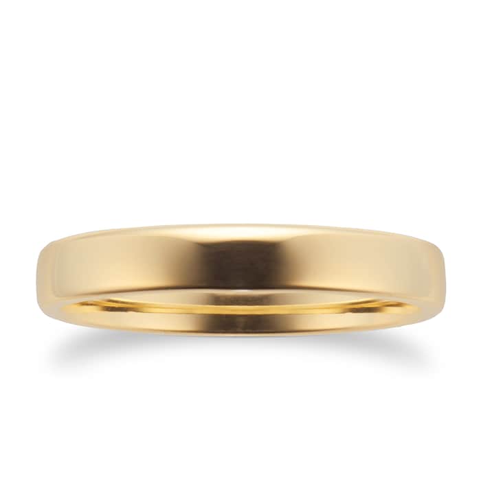 Goldsmiths 3mm Slight Court Standard  Wedding Ring In 18 Carat Yellow Gold - Ring Size K