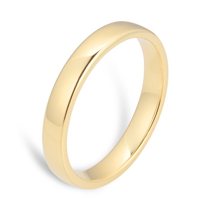 Goldsmiths 3mm Slight Court Standard  Wedding Ring In 18 Carat Yellow Gold