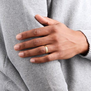 Goldsmiths 5mm Slight Court Standard  Wedding Ring In 18 Carat Yellow Gold