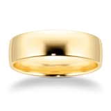 Goldsmiths 6mm Slight Court Standard  Wedding Ring In 18 Carat Yellow Gold