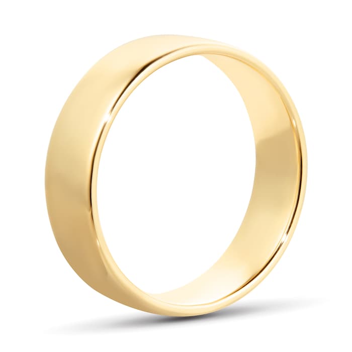 Goldsmiths 6mm Slight Court Standard  Wedding Ring In 18 Carat Yellow Gold - Ring Size Q