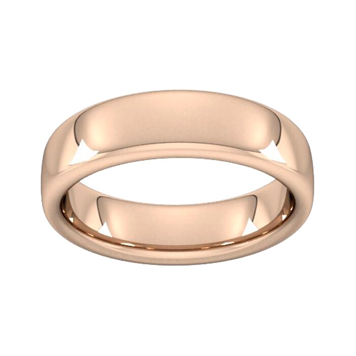 Goldsmiths 6mm Slight Court Extra Heavy  Wedding Ring In 18 Carat Rose Gold - Ring Size Q