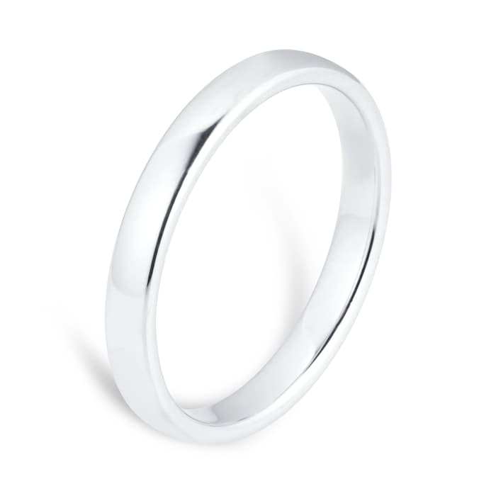 Goldsmiths 2.5mm Slight Court Standard  Wedding Ring In Platinum - Ring Size J