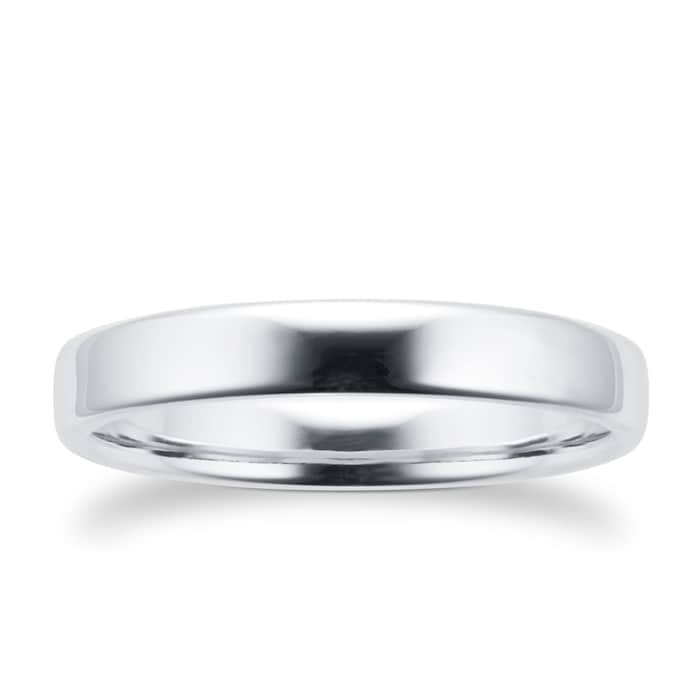 Goldsmiths 3mm Slight Court Standard  Wedding Ring In Platinum - Ring Size N