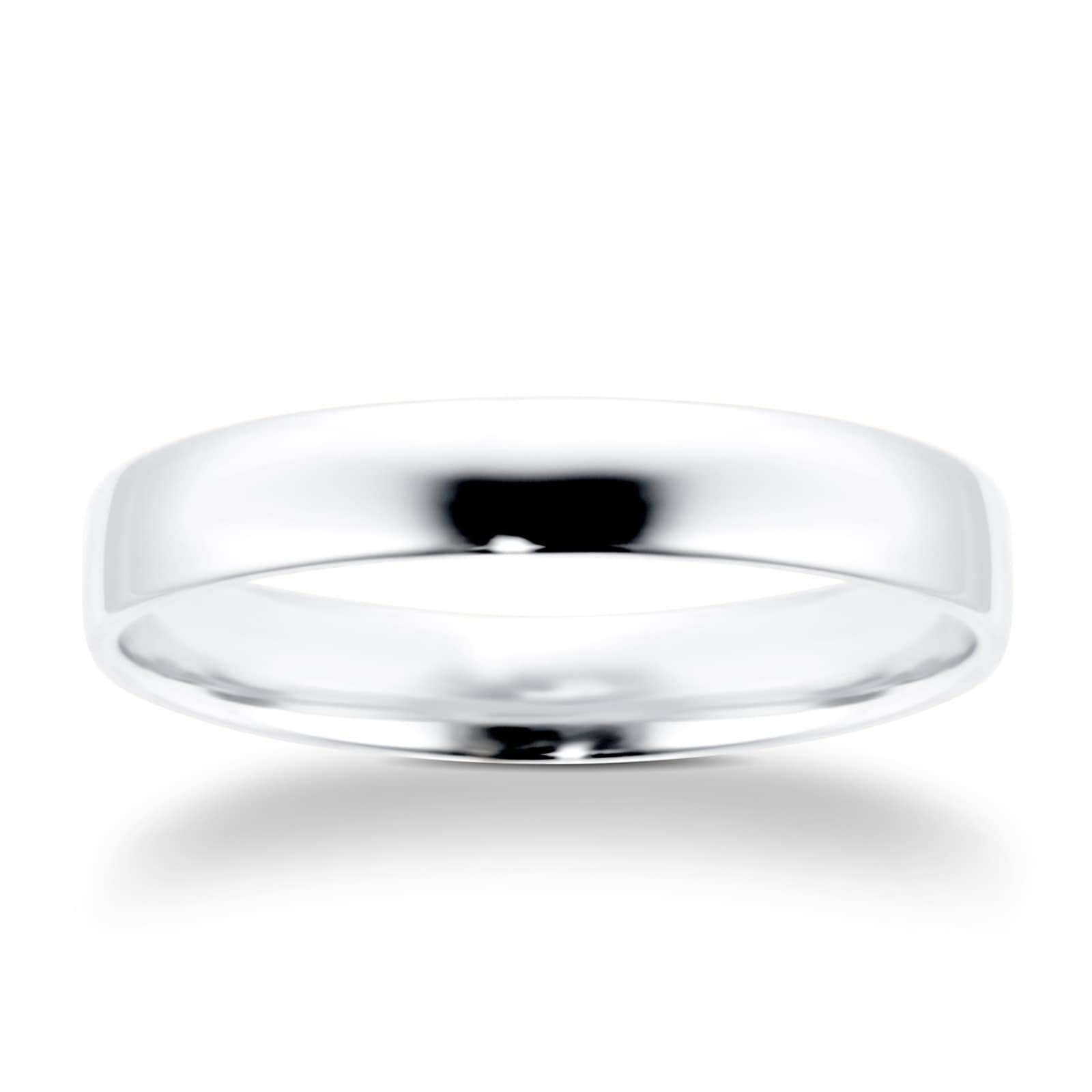 Goldsmiths 4mm Slight Court Standard  Wedding Ring In Platinum Goldsmiths 4mm Slight Court Standard  Wedding Ring In Platinum