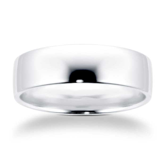 Goldsmiths 6mm Slight Court Standard  Wedding Ring In Platinum - Ring Size P