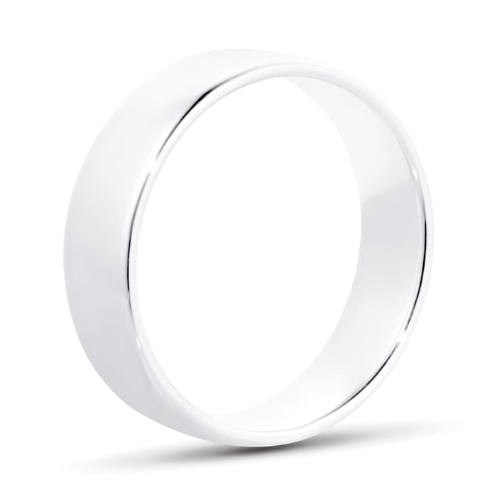Goldsmiths 6mm Slight Court Standard  Wedding Ring In Platinum - Ring Size P