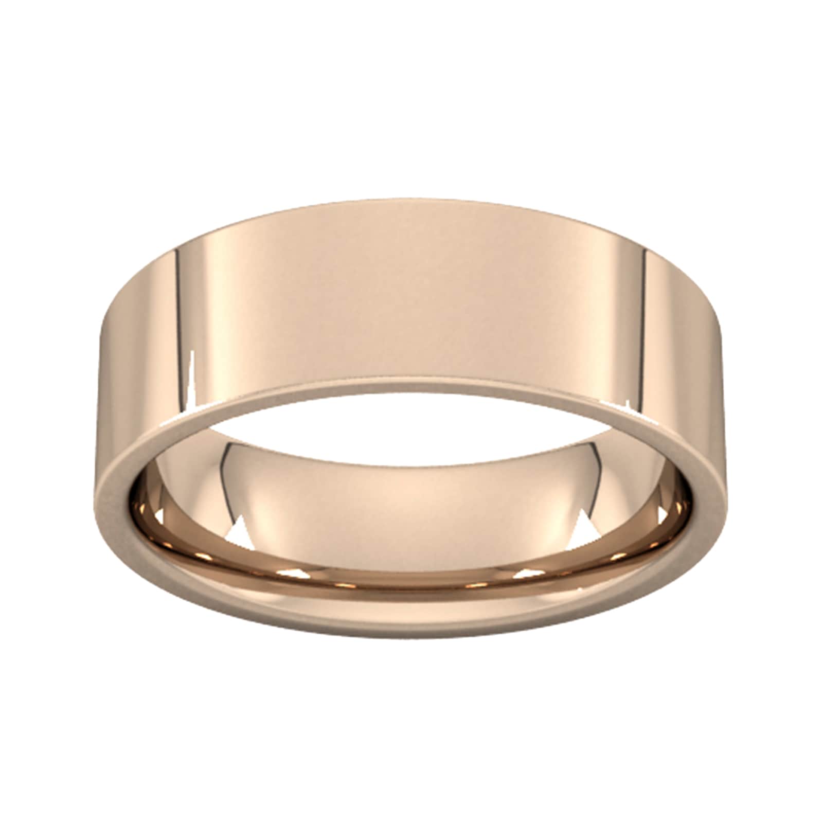 7mm Flat Court Heavy Wedding Ring In 9 Carat Rose Gold - Ring Size Z