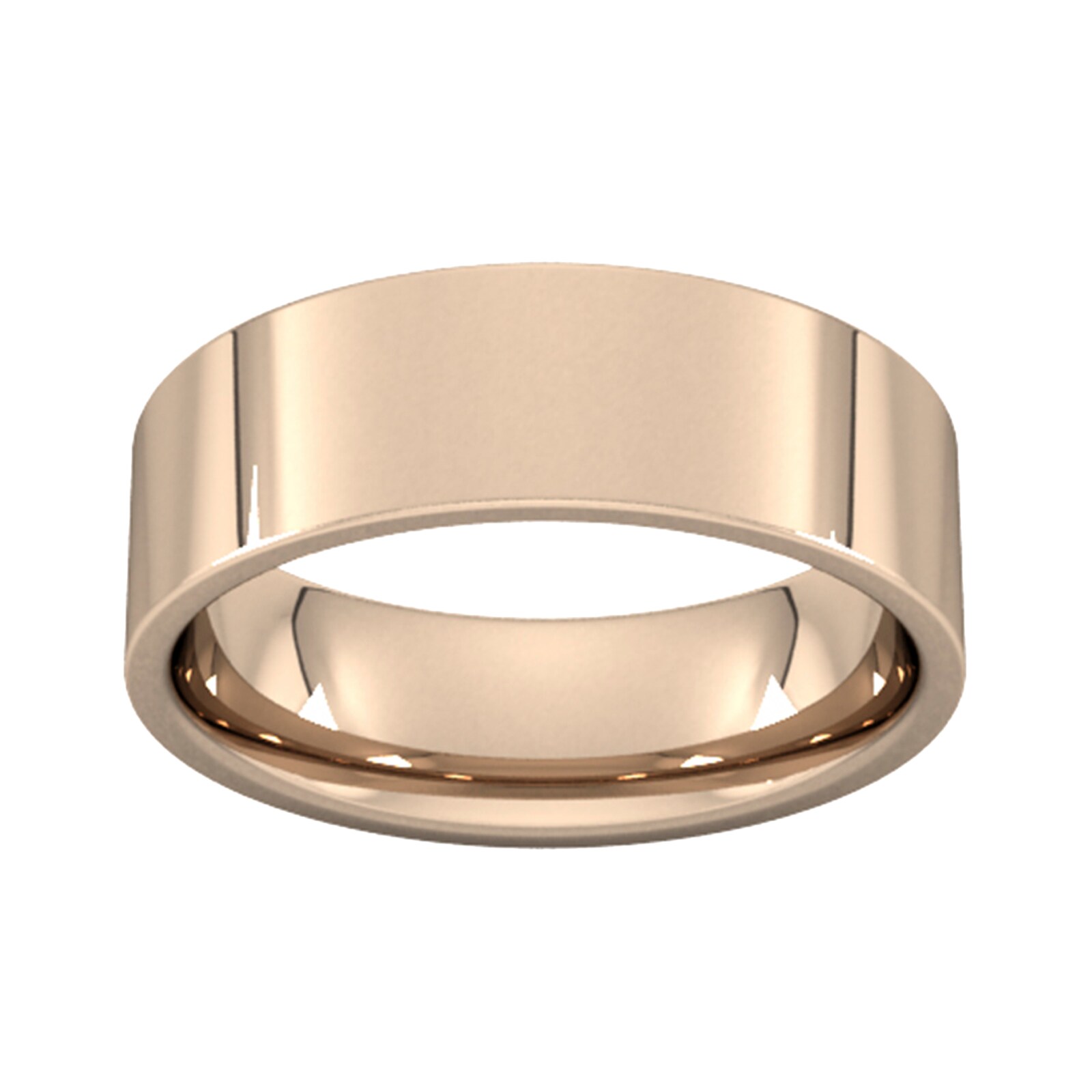7mm Flat Court Heavy Wedding Ring In 9 Carat Rose Gold - Ring Size T