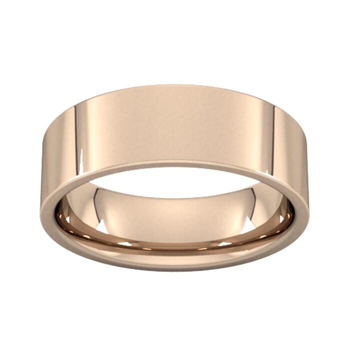 Goldsmiths 7mm Flat Court Heavy  Wedding Ring In 9 Carat Rose Gold - Ring Size P