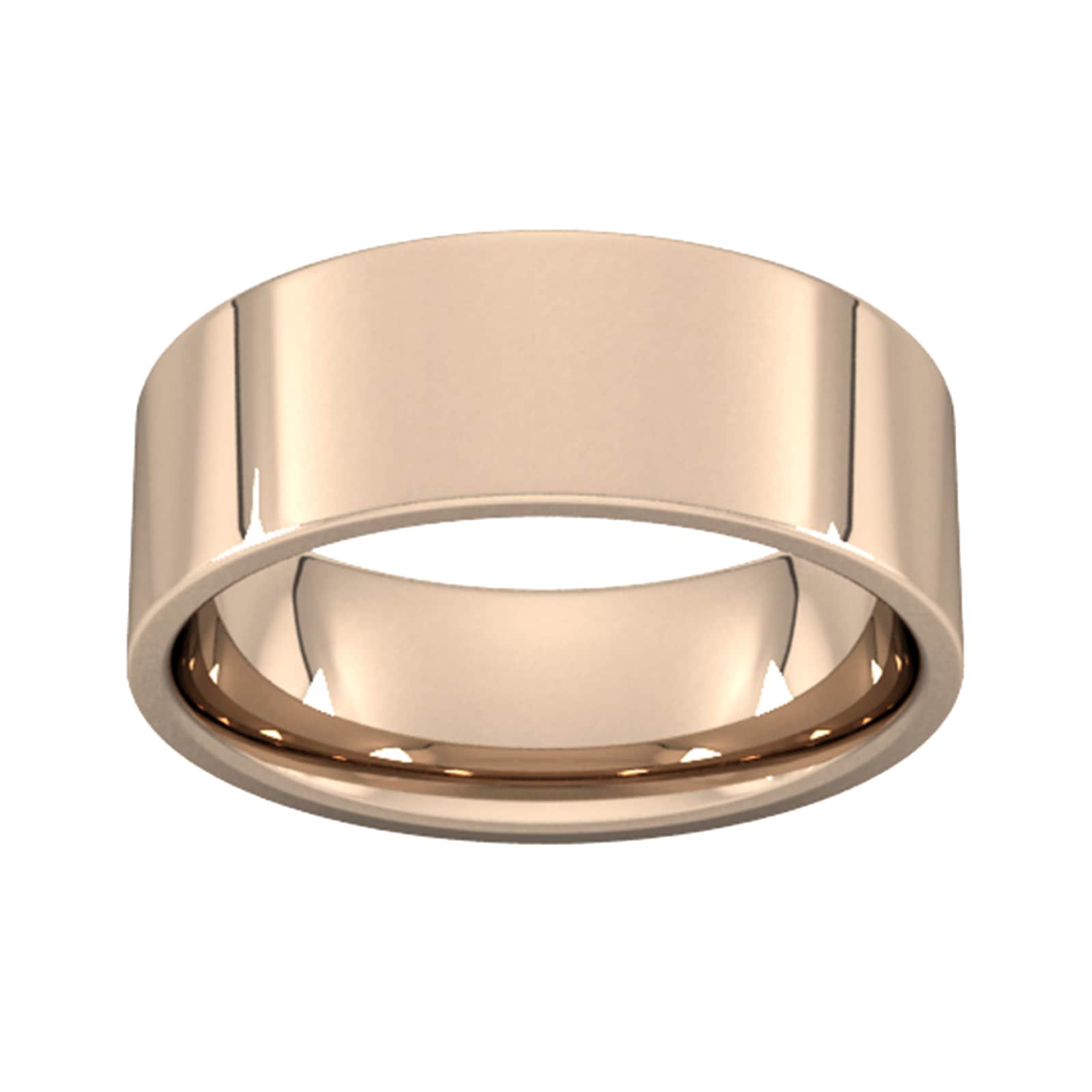 8mm Flat Court Heavy Wedding Ring In 9 Carat Rose Gold - Ring Size O