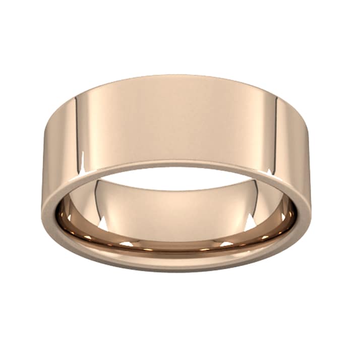 Goldsmiths 8mm Flat Court Heavy  Wedding Ring In 9 Carat Rose Gold