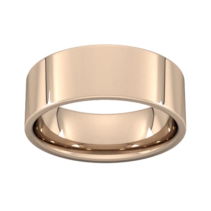 Goldsmiths 8mm Flat Court Heavy  Wedding Ring In 9 Carat Rose Gold - Ring Size P