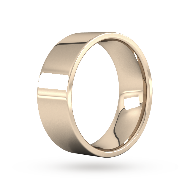 Goldsmiths 8mm Flat Court Heavy  Wedding Ring In 9 Carat Rose Gold