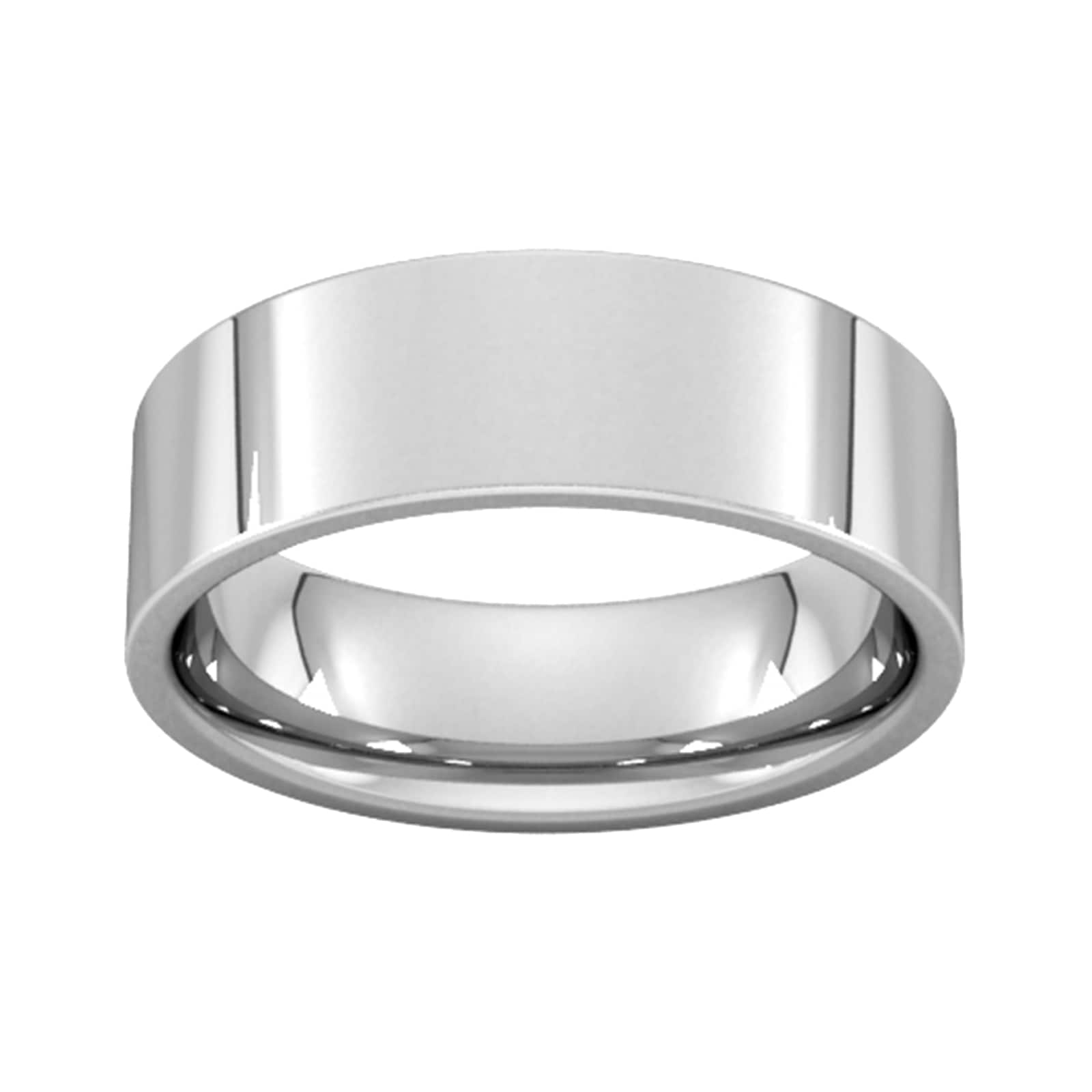 7mm Flat Court Heavy Wedding Ring In 18 Carat White Gold - Ring Size T
