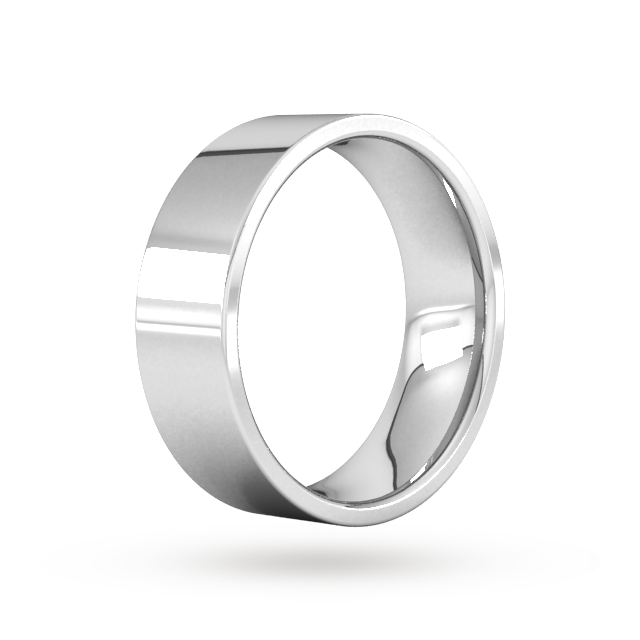 Goldsmiths 7mm Flat Court Heavy  Wedding Ring In 18 Carat White Gold - Ring Size Q