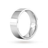 Goldsmiths 7mm Flat Court Heavy  Wedding Ring In 18 Carat White Gold - Ring Size P
