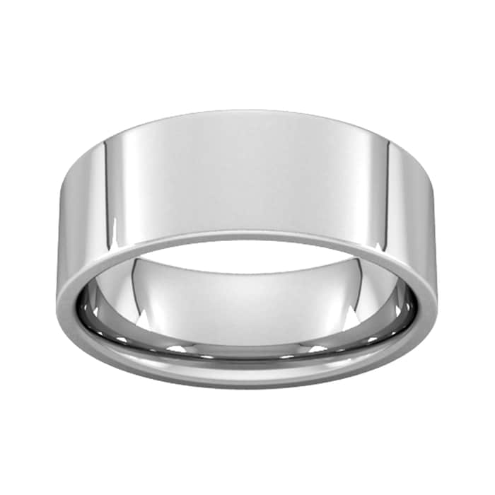 Goldsmiths 8mm Flat Court Heavy  Wedding Ring In 18 Carat White Gold