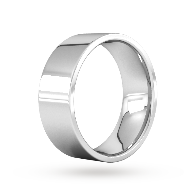 Goldsmiths 8mm Flat Court Heavy  Wedding Ring In 18 Carat White Gold