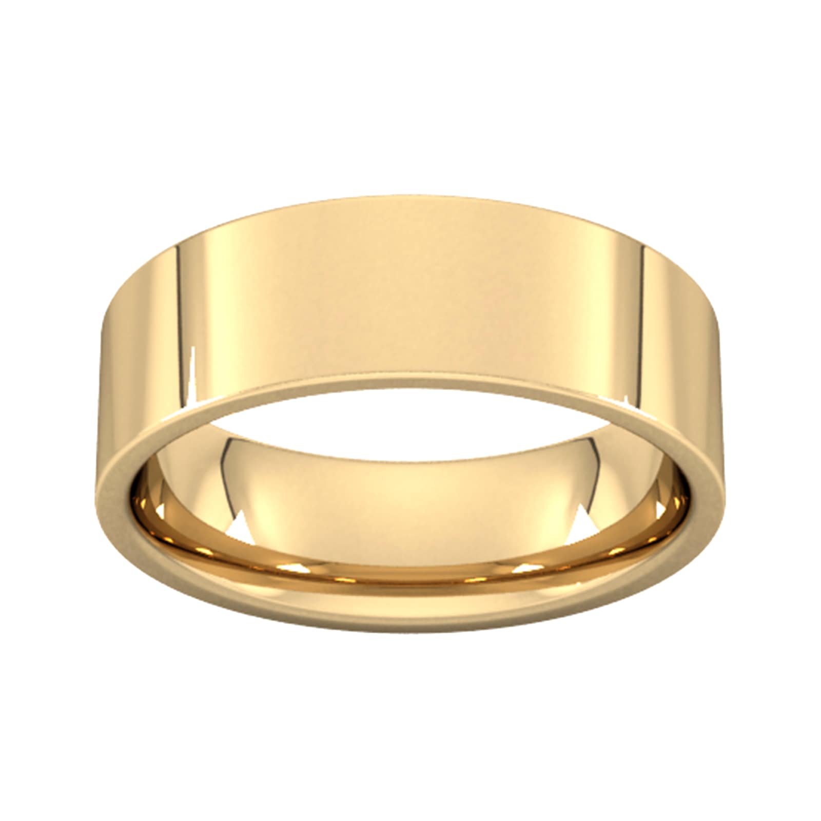 7mm Flat Court Heavy Wedding Ring In 18 Carat Yellow Gold - Ring Size T