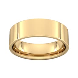 08300254 - 7mm Flat Court Heavy Wedding Ring In 18 Carat Yellow Gold