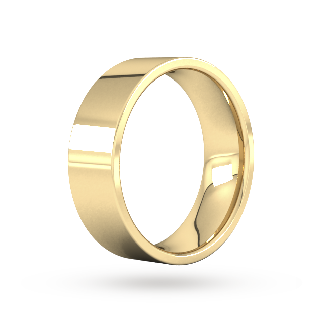 Goldsmiths 7mm Flat Court Heavy  Wedding Ring In 18 Carat Yellow Gold