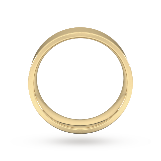 Goldsmiths 7mm Flat Court Heavy  Wedding Ring In 18 Carat Yellow Gold