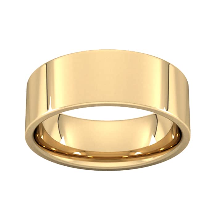 Goldsmiths 8mm Flat Court Heavy  Wedding Ring In 18 Carat Yellow Gold
