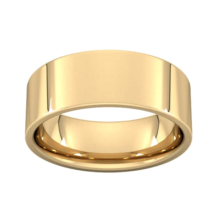 Goldsmiths 8mm Flat Court Heavy  Wedding Ring In 18 Carat Yellow Gold - Ring Size P