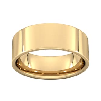Goldsmiths 8mm Flat Court Heavy  Wedding Ring In 18 Carat Yellow Gold